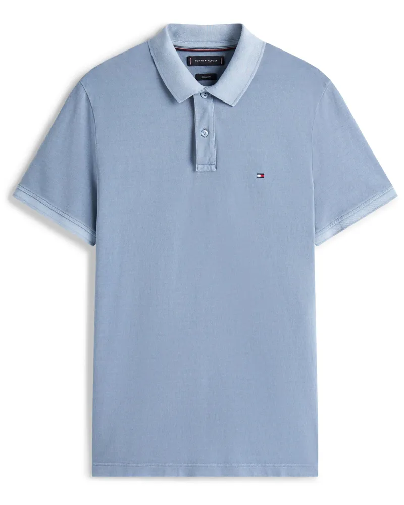 Tommy Hilfiger Poloshirt aus gewaschenem Baumwoll-Piqué, Regular Fit in Hellblau
