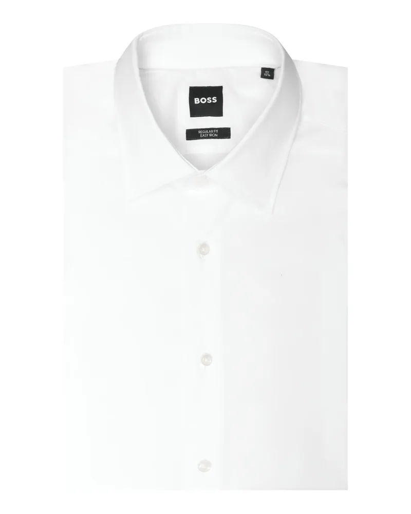 HUGO BOSS Performance-Kurzarmhemd aus einem Baumwoll-Stretch, Regular in Weiß