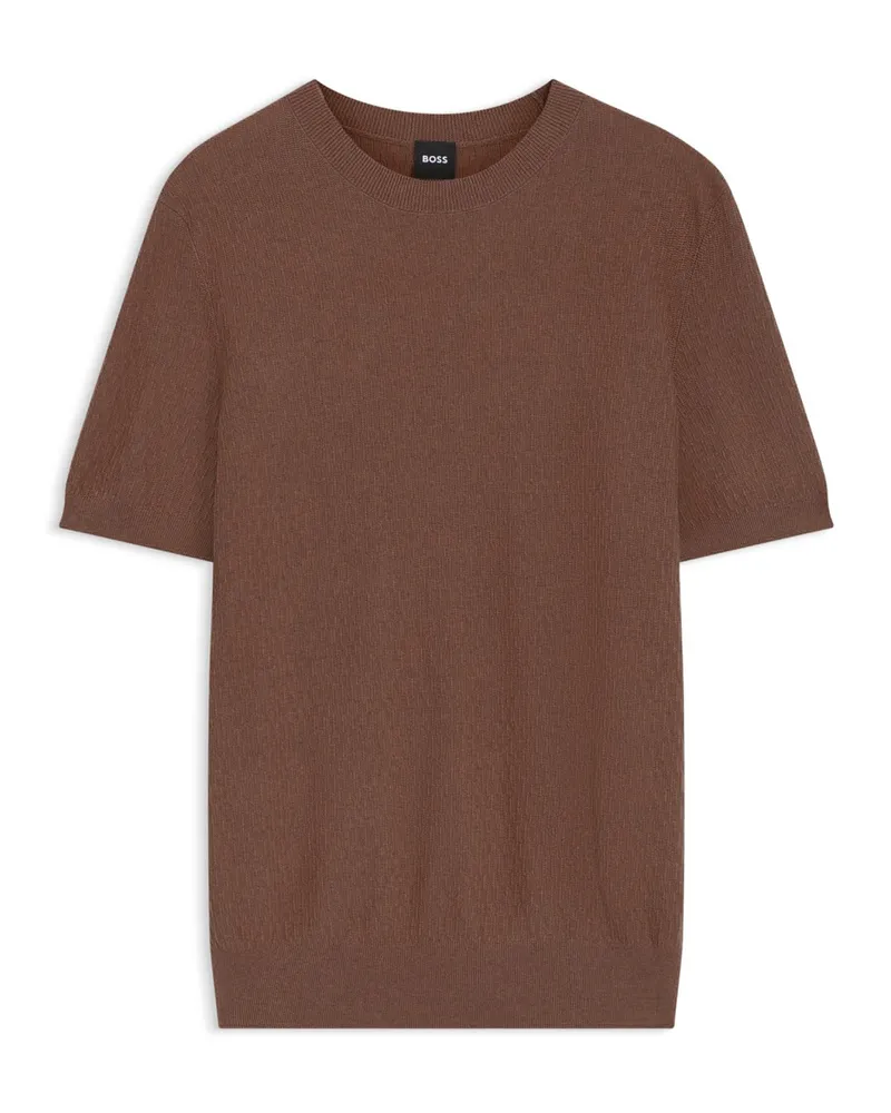 HUGO BOSS Strukturiertes T-Shirt mit Lyocell in Cognac