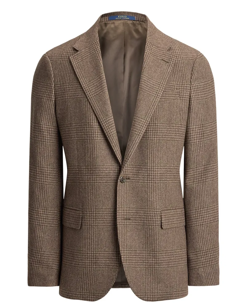 Ralph Lauren Sakko aus einem Wollmix mit Glencheckmuster und fallendem Revers, Modern Fit in Braun