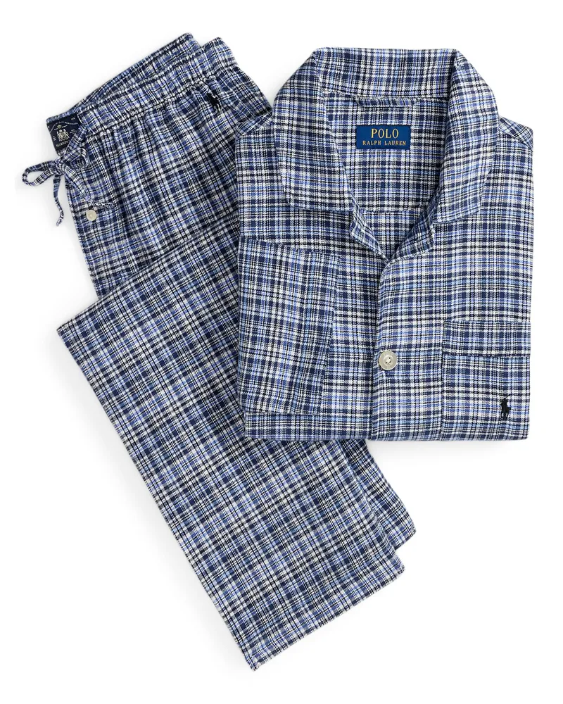 Ralph Lauren Flanell-Schlafanzug mit Karomuster, X-Mes-Edition in Marine