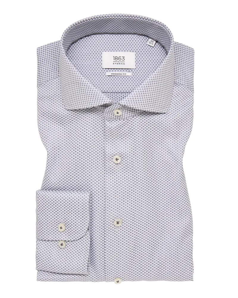 Eterna Hemd aus Baumwolle mit feinem Muster und Vollzwirn-Qualität, Modern Fit in Grau