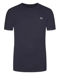 Fred Perry Unifarbenes T-Shirt mit Logo-Stickerei Marine