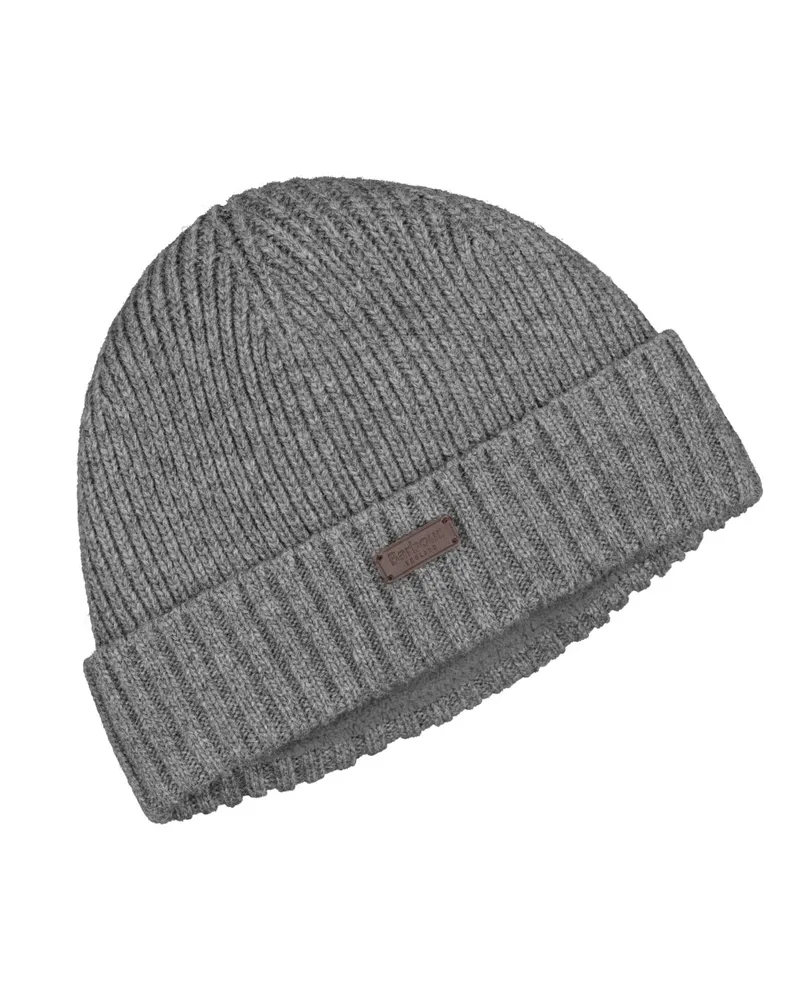 Barbour Mütze mit Fleece-Futter und Label-Aufnäher in Grau