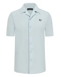 Fred Perry Kurzarm-Bowlinghemd in Piqué-Qualität Hellblau