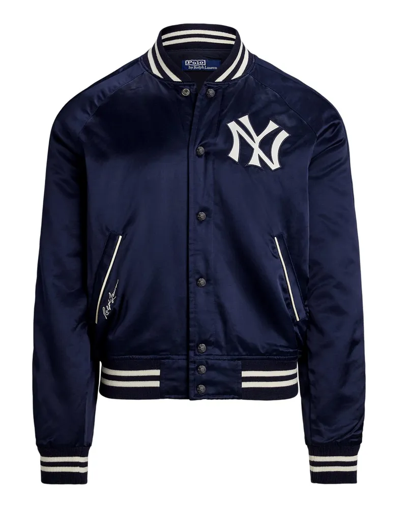 Ralph Lauren Collegejacke mit New York Yankees-Aufnäher und Streifenakzenten in Marine
