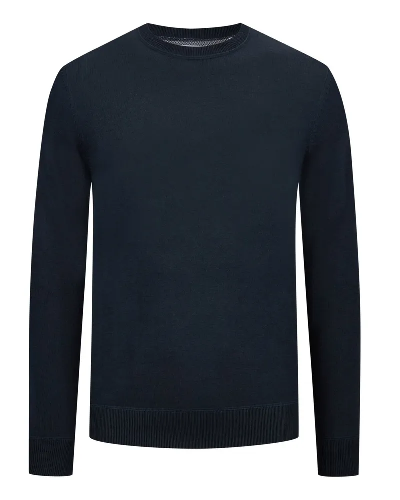 Tom Rusborg Leichter Rundhalspullover aus einem Baumwolle-Seide-Mix in Marine