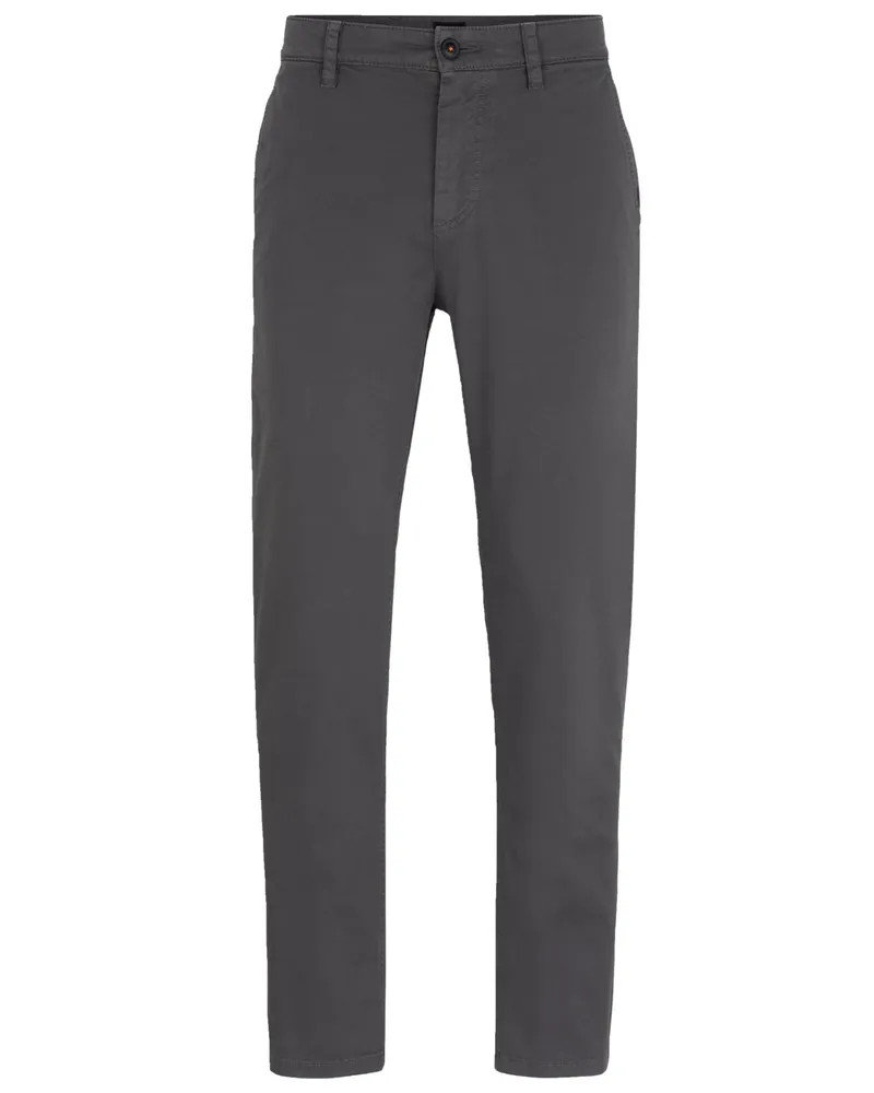 HUGO BOSS Chino mit Stretchanteil, Tapered Fit in Grau