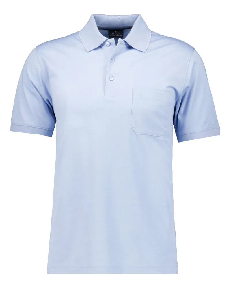 Ragman Unifarbenes Poloshirt aus einem Baumwoll-Mix mit Brusttasche in Hellblau