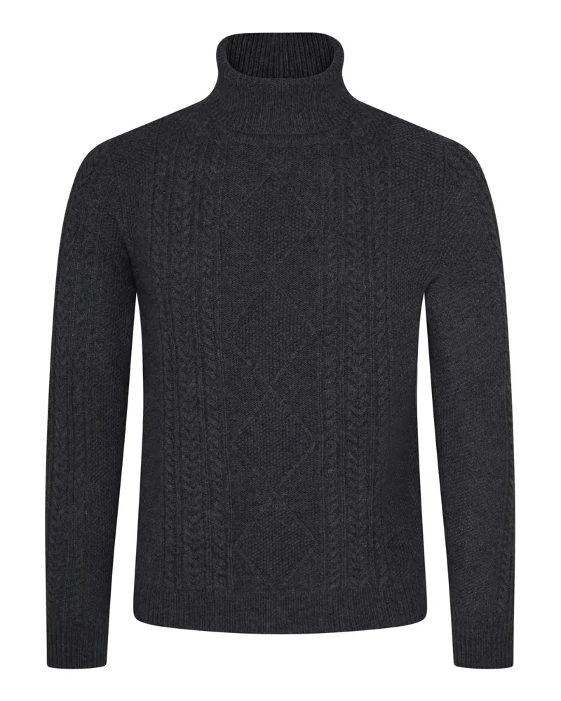 Tom Rusborg Rollkragenpullover aus Merinowolle und Kaschmir in Norwegerstrick in Anthrazit