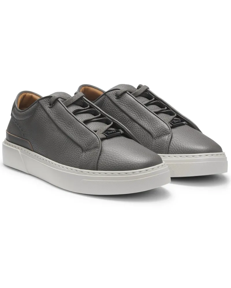 HUGO BOSS Sneaker Gary aus genarbtem Leder in Anthrazit