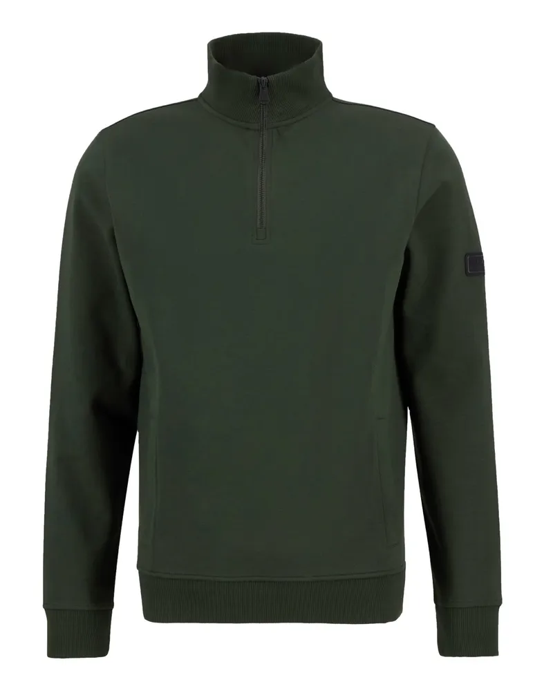 Barbour Sweatshirt Ilford Interlock mit Half-Zip und Logo-Patch in Grün