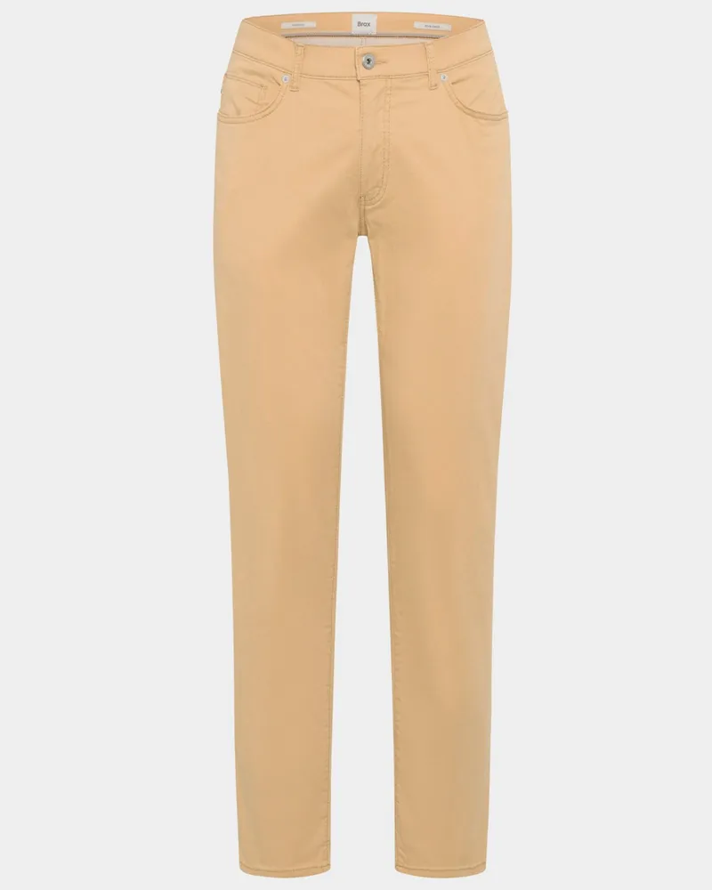Brax Stretch 5 Pocket-Hose Cadiz in Ultralight Satin-Qualität, Regular Fit in Senf