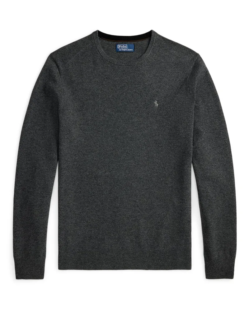 Ralph Lauren Softer Rundhalspullover aus Wolle mit Pony-Stickerei, Regular Fit in Anthrazit