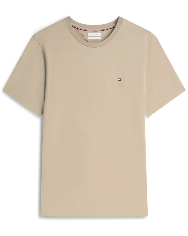 Tommy Hilfiger Softes T-Shirt mit kleiner Logo-Stickerei, Regular Fit in Beige