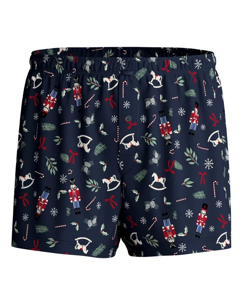 Calida Boxershorts aus Baumwolljersey mit Weihnachtsmotiven in Blau