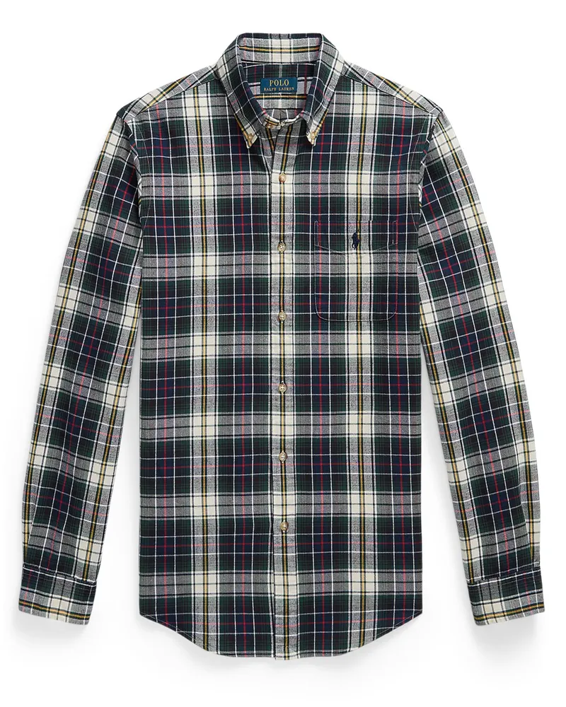 Ralph Lauren Kariertes Flanellhemd mit Button Down-Kragen, Custom Fit in Marine