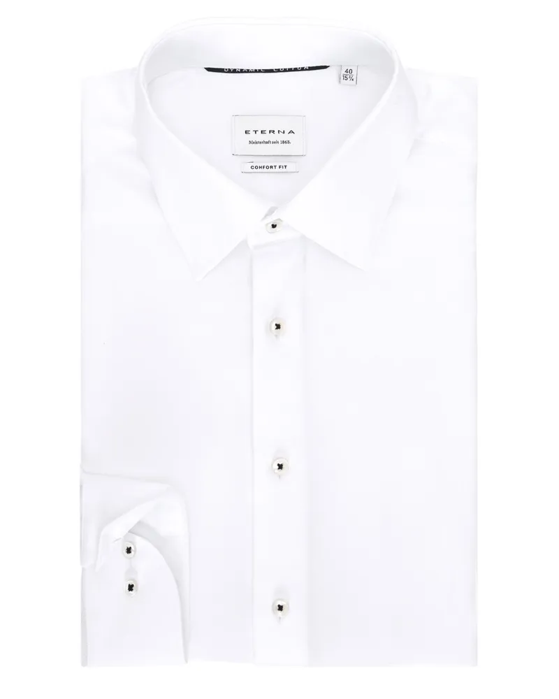Eterna Bügelfreies Baumwollhemd mit Struktur, Comfort Fit in Weiß