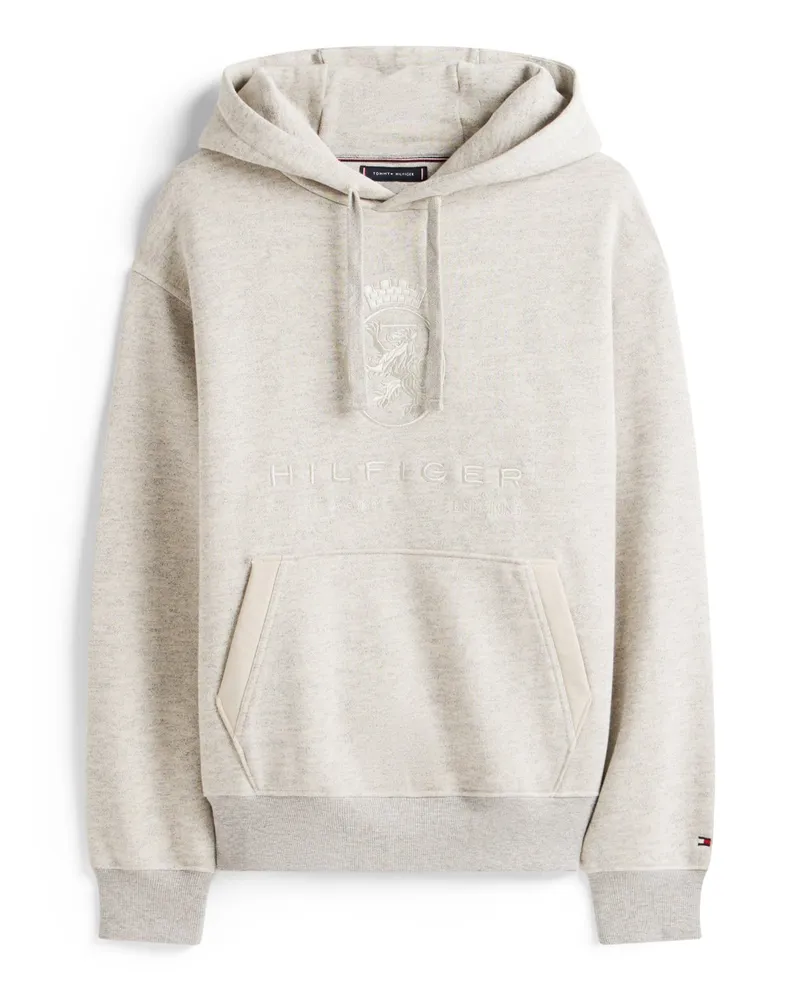 Tommy Hilfiger Softer Hoodie mit Wappen-Print auf Brusthöhe in Grau