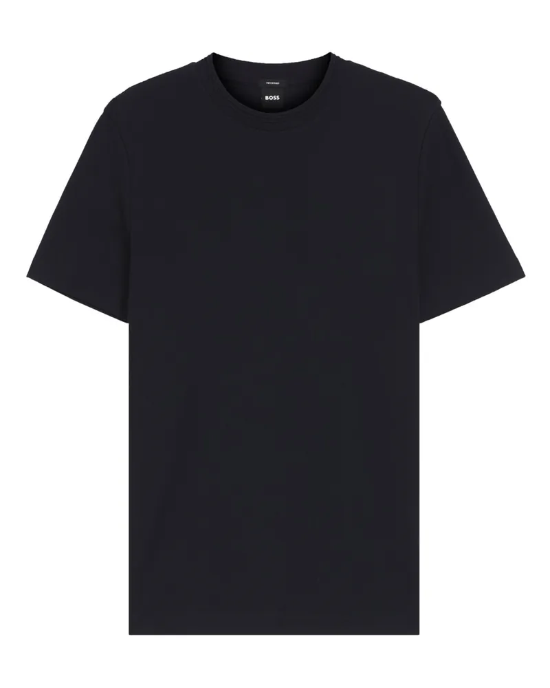HUGO BOSS T-Shirt aus merzerisierter Baumwolle mit Fischgrätstruktur in Marine