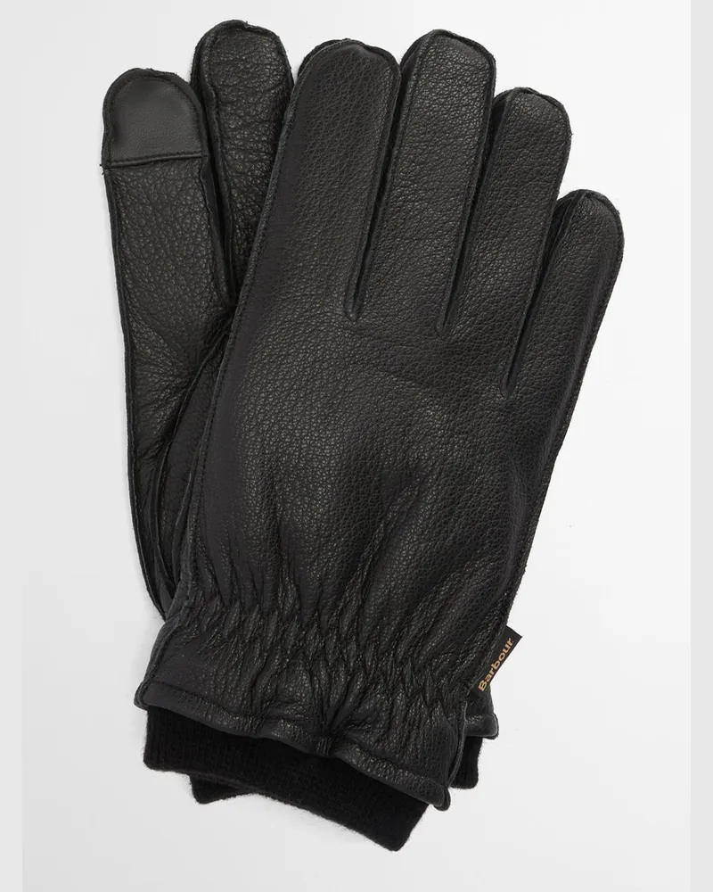 Barbour Lederhandschuhe mit softem Wollfutter in Schwarz