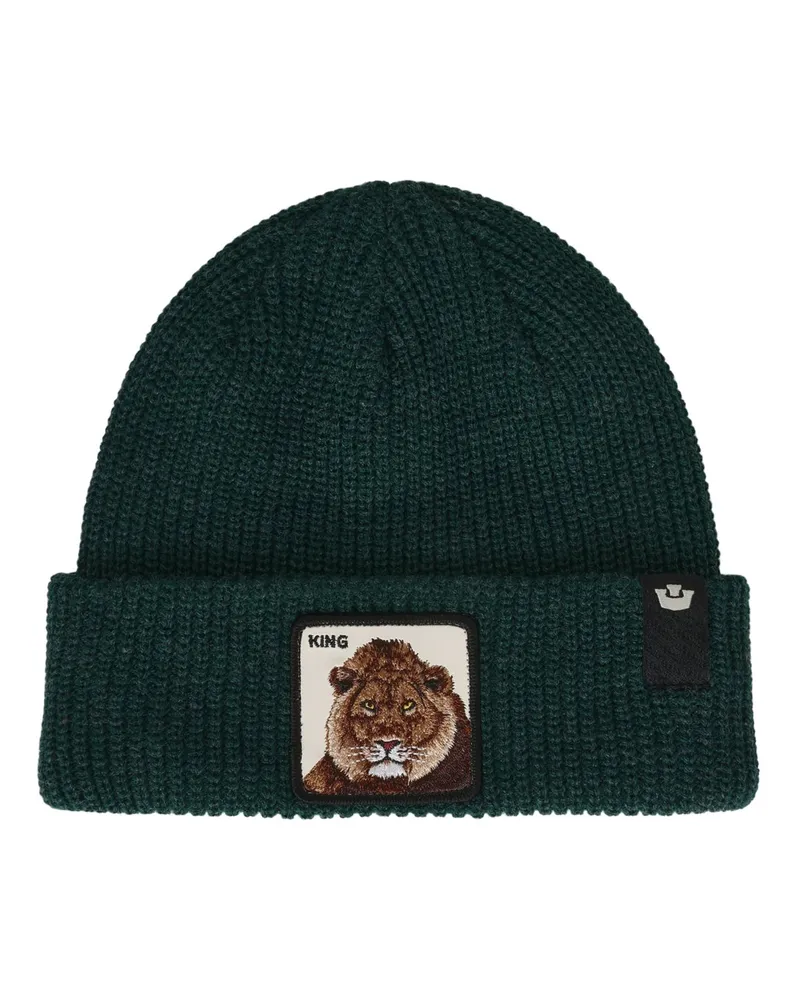 Goorin Bros. Beanie aus einem Wollmix mit Löwen-Aufnäher in Grün