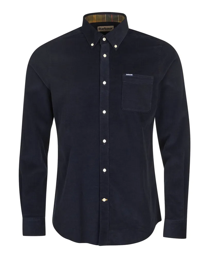 Barbour Unifarbenes Cordhemd mit Brusttasche, Tailored Fit in Marine