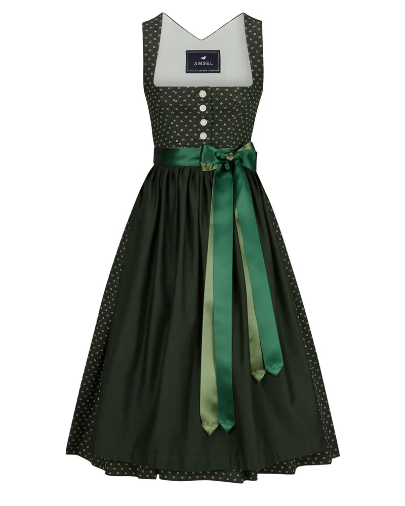 Amsel Dirndl Clea mit Jacquard-Muster und Schürze in Grün