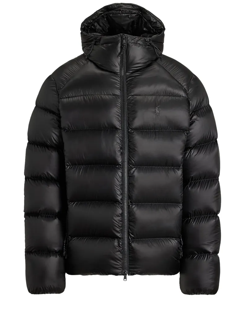 Ralph Lauren Steppjacke mit Daunenfüllung in Puffer-Optik mit Logo-Stickerei in Schwarz