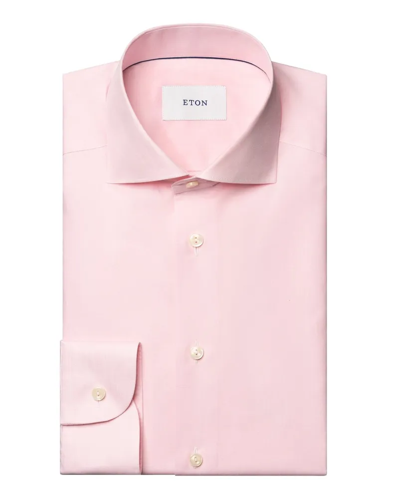 Eton Strukturiertes Baumwollhemd in End-on-End-Webart, Slim Fit in Rosenrot