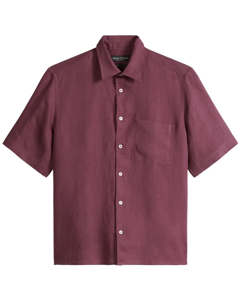 Marc O'Polo Kurzarmhemd aus Leinen mit Brusttasche, Regular FIt in Bordeaux