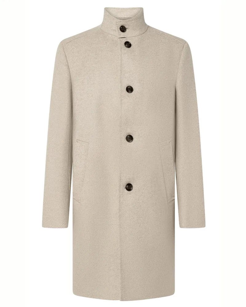 JOOP! Gefütterter Wollmantel mit Stehkragen, Regular in Beige