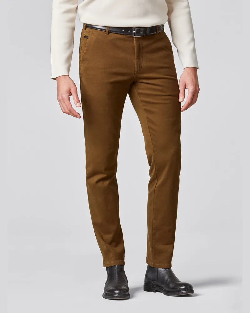Meyer Hosen Cordhose Bonn aus Bio-Baumwolle mit Stretch, Modern Fit in Braun