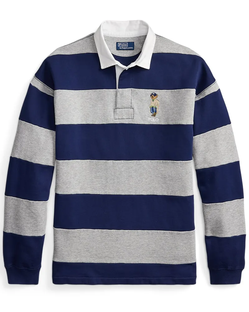 Ralph Lauren Rugbyshirt mit Blockstreifen und gesticktem Polo Bear, Big Fit in Marine
