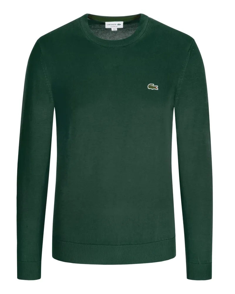 Lacoste Strick-Pullover mit Logo-Aufnäher, Regular Fit in Tanne