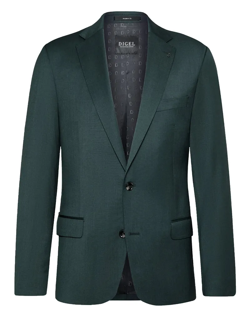 Digel Einreihiges Sakko Duncan aus einem Woll-Stretch-Oberstoff, Modern Fit in Dunkelgrün