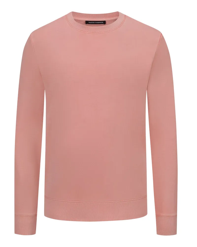 Trusted Handwork Unifarbenes Sweatshirt aus Pima-Baumwolle, Garment Dyed Rosenrot
