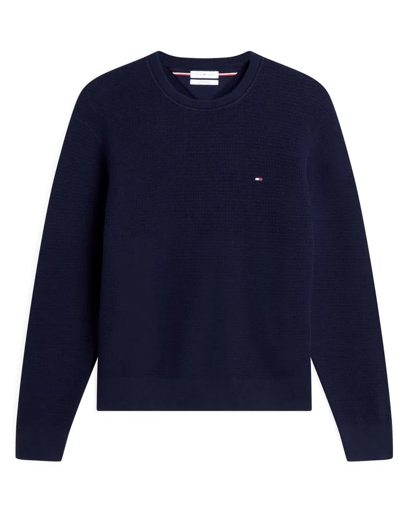 Tommy Hilfiger Pullover aus Pima Baumwolle und Kaschmir mit Logo-Stickerei, Regular Fit in Marine