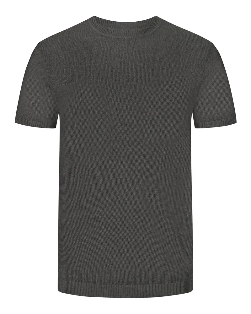 Tom Rusborg Leichtes Strick-T-Shirt mit frontseitiger Reiskornstruktur in Anthrazit