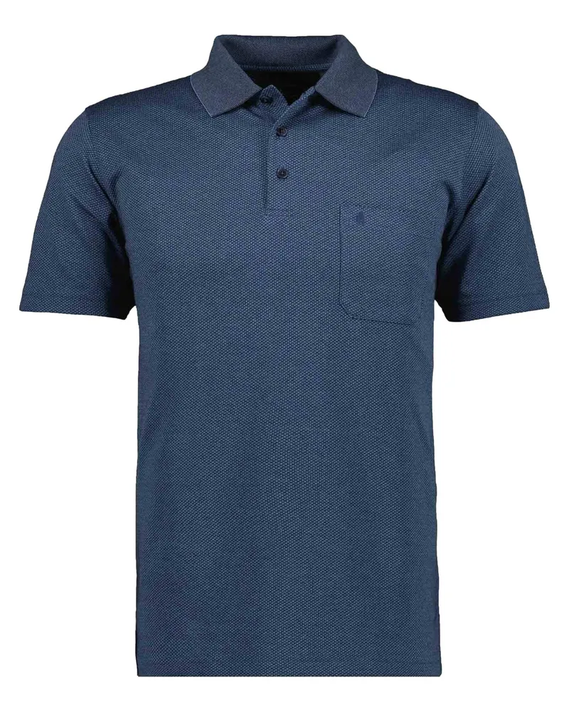 Ragman Pflegeleichtes Poloshirt mit Brusttasche und Fishnet-Muster in Marine