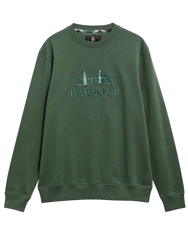 Barbour Sweatshirt Evergreen aus Baumwolle mit Label-Stickerei in Grün