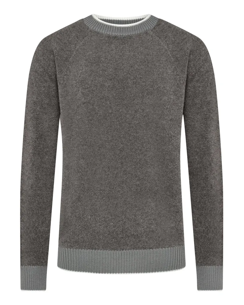 Herno Softer Rundhalspullover aus einem Merino-Mix in Bouclé-Strick, Regular in Grau