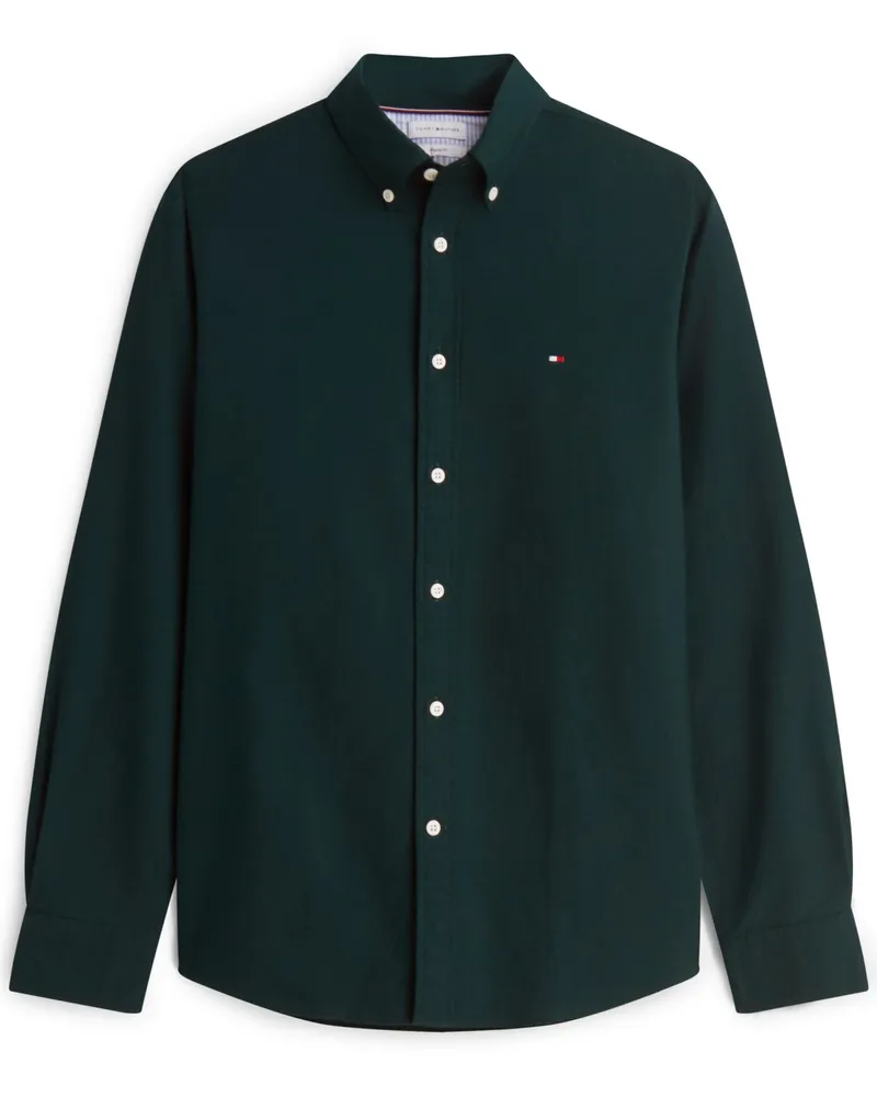 Tommy Hilfiger Oxfordhemd aus Baumwolle mit Logo-Stickerei, Regular Fit in Grün
