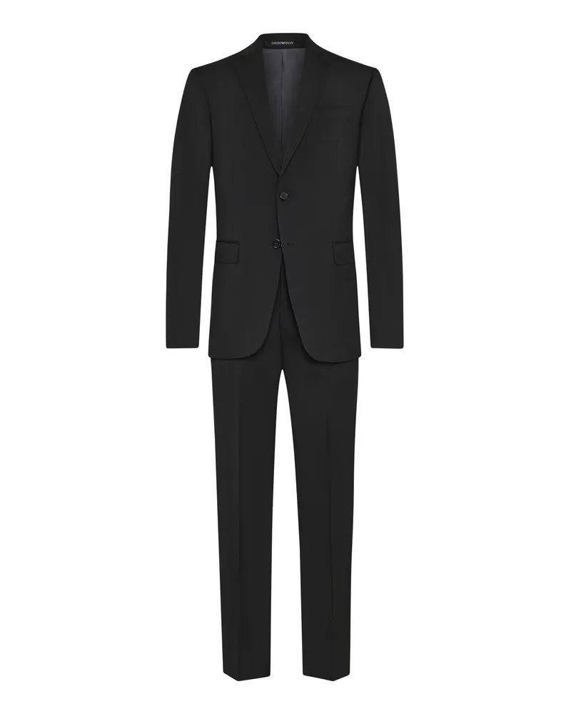Emporio Armani Komplettanzug mit Einreiher-Sakko aus Schurwolle in Schwarz