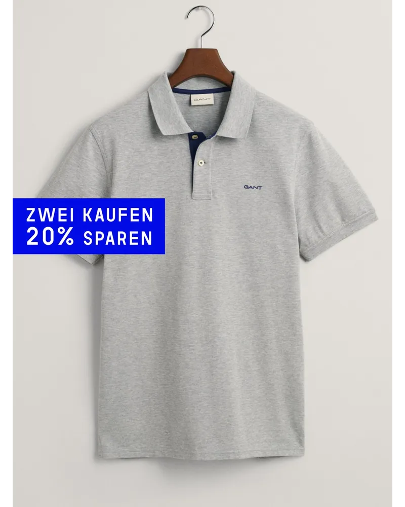 Gant Poloshirt mit Kontrast-Details aus Stretch-Piqué in Hellgrau