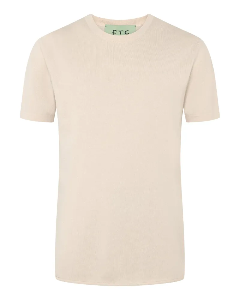 FTC Cashmere Feinstrick-T-Shirt aus einem Baumwolle-Kaschmir-Mix in Beige