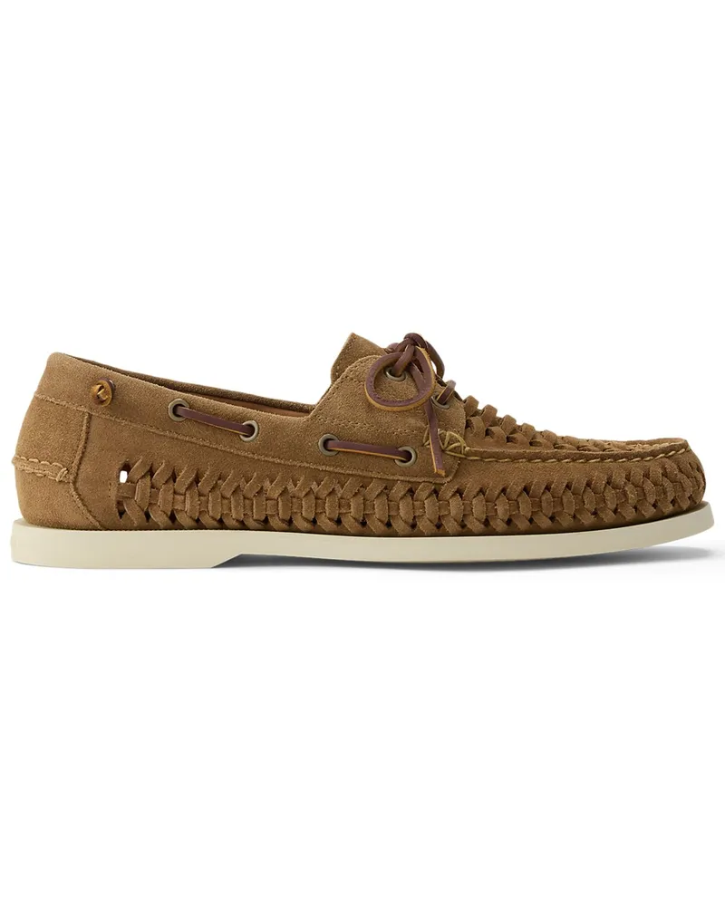 Ralph Lauren Bootsschuhe Merton aus geflochtenem Veloursleder in Braun