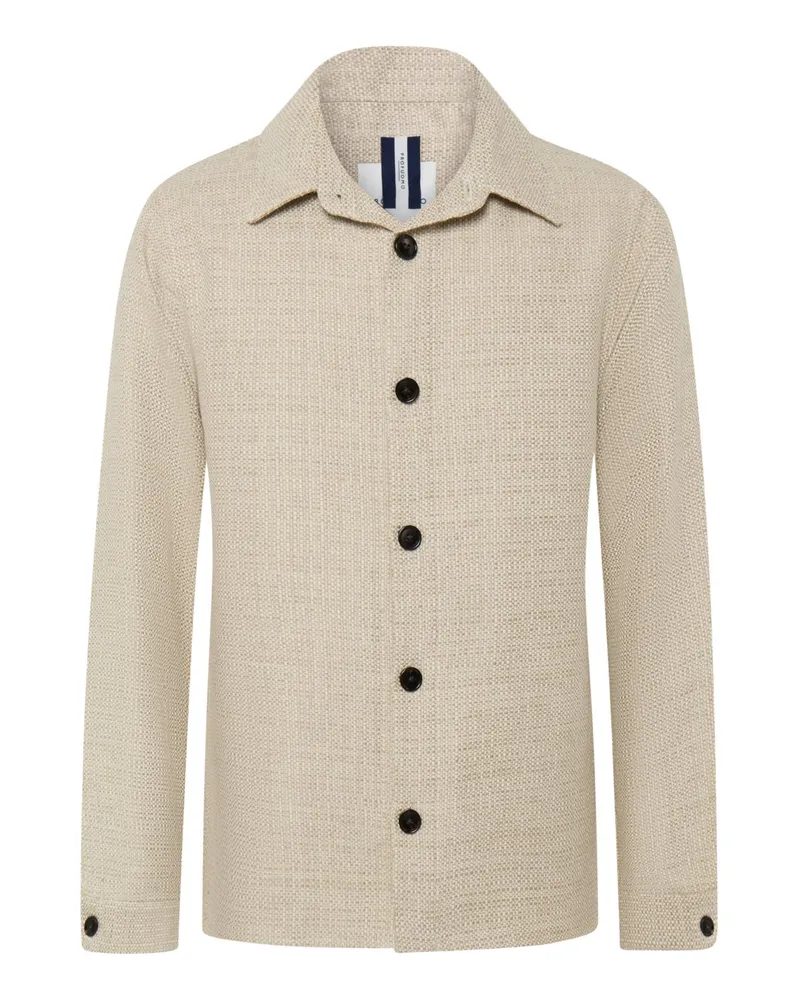 Profuomo Overshirt aus einem Baumwoll-Leinen-Mischgewebe in Beige