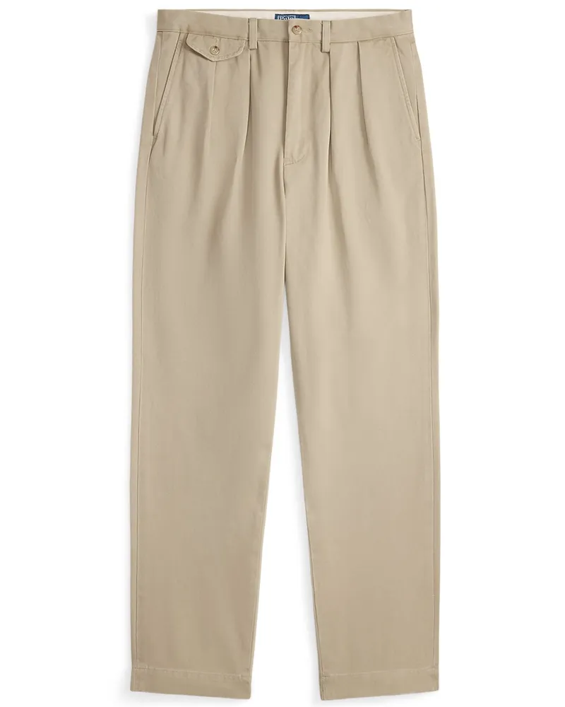 Ralph Lauren Chino Whitman aus Baumwolle mit doppelter Bundfalte, Relaxed Fit in Khaki