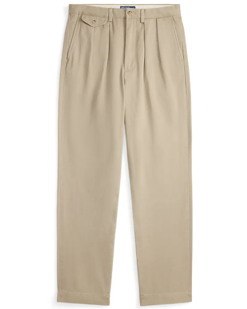 Ralph Lauren Chino Whitman aus Baumwolle mit doppelter Bundfalte, Relaxed Fit in Khaki